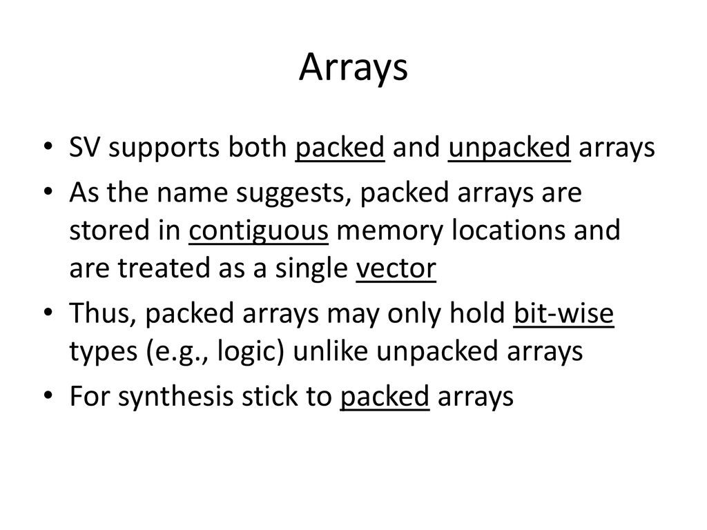Arrays under systemverilog ppt download