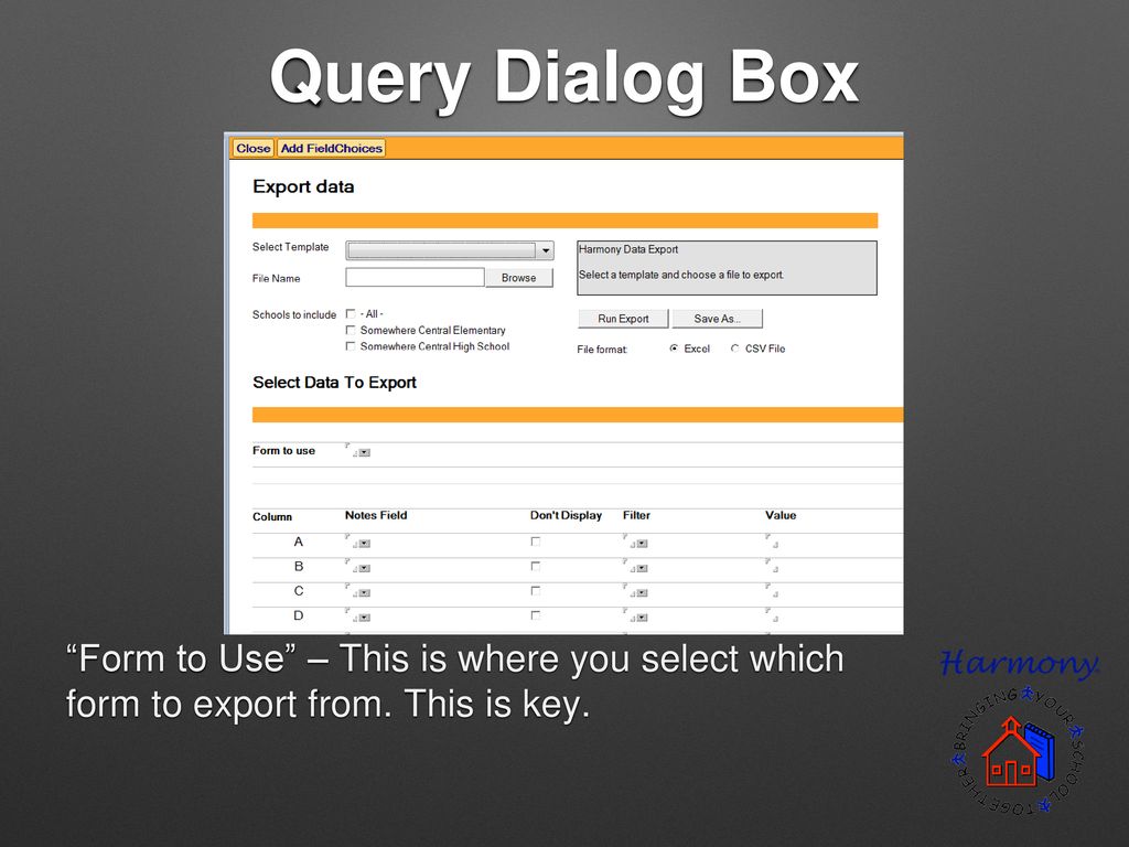 Exporting data using h2 central office query ppt download