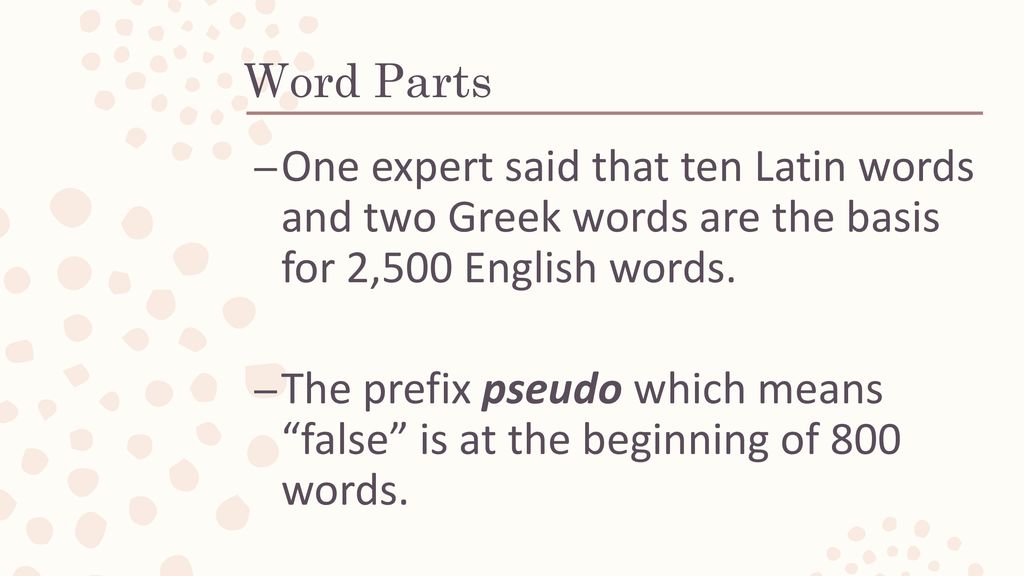 Parts Of Words Acdv 0f Vocabulary Ppt Download