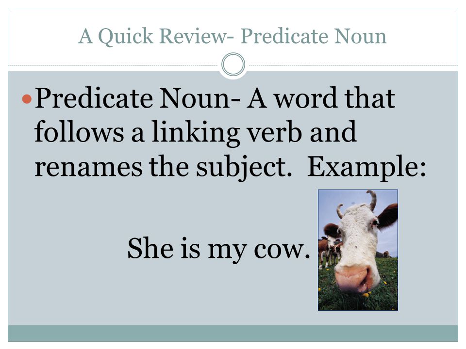 A Quick Review- Predicate Noun