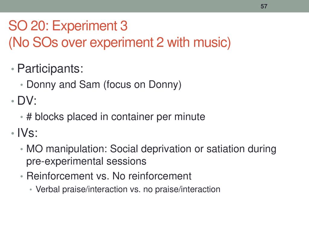 SO 20: Experiment 3 (No SOs over experiment 2 with music)