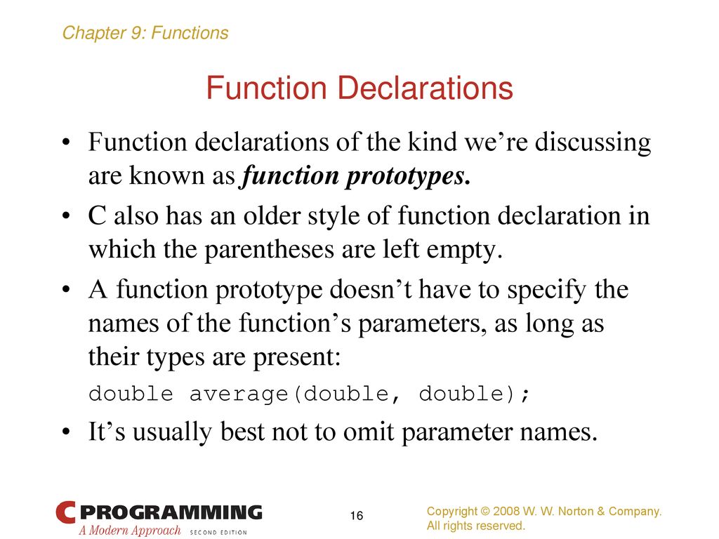Functions Chapter 9 Copyright © 2008 W. W. Norton & Company. - ppt download