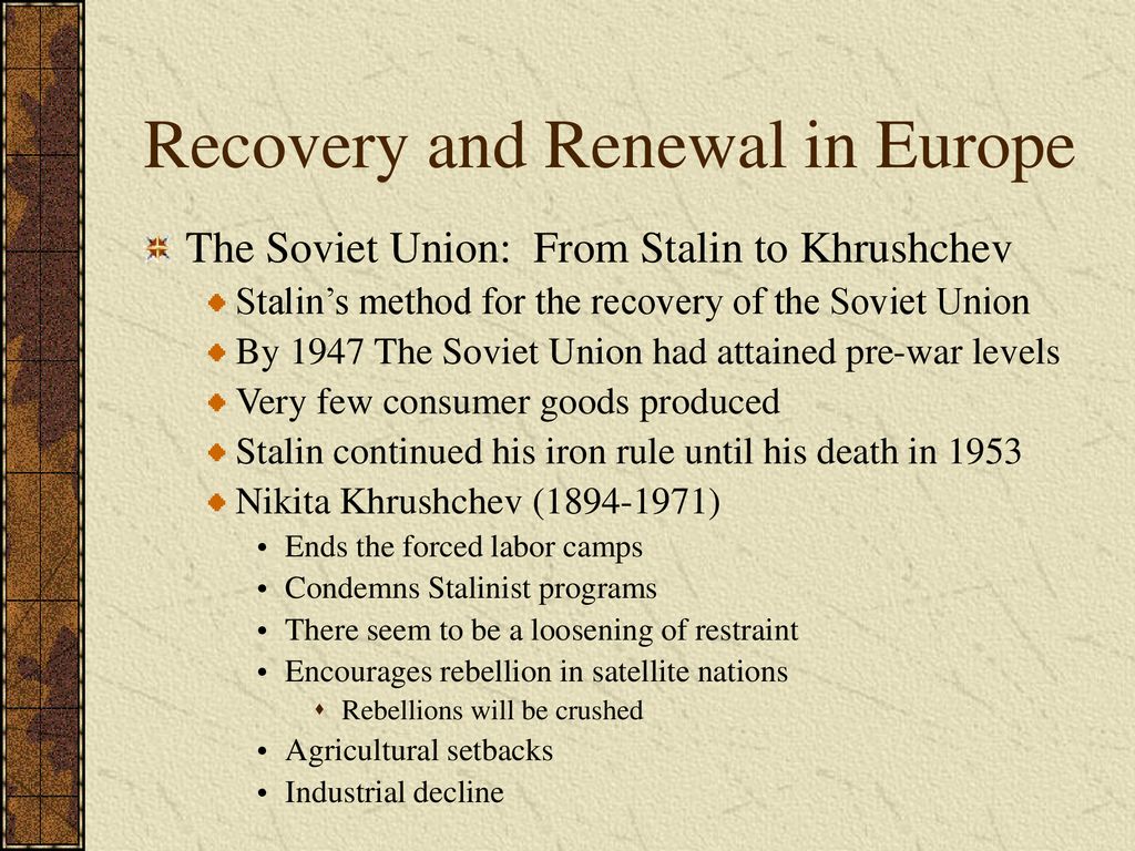 Recovery and Renewal in Europe