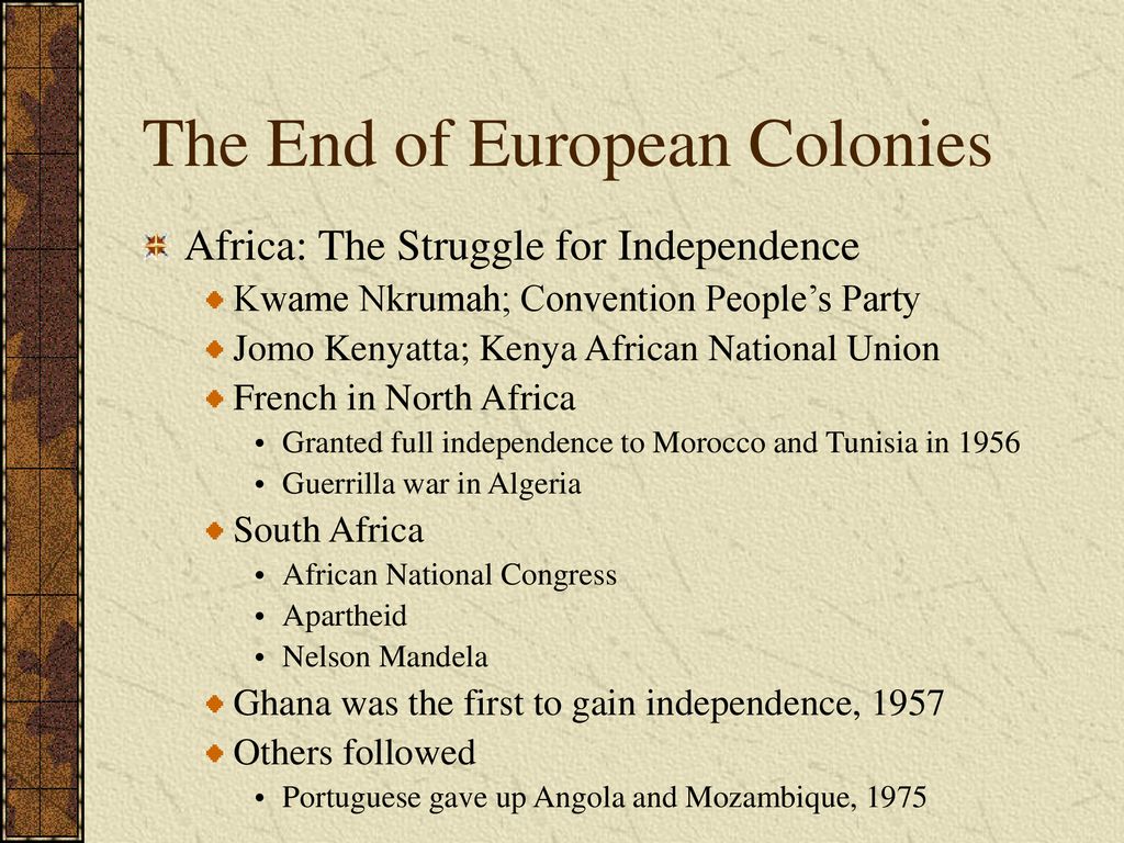 The End of European Colonies
