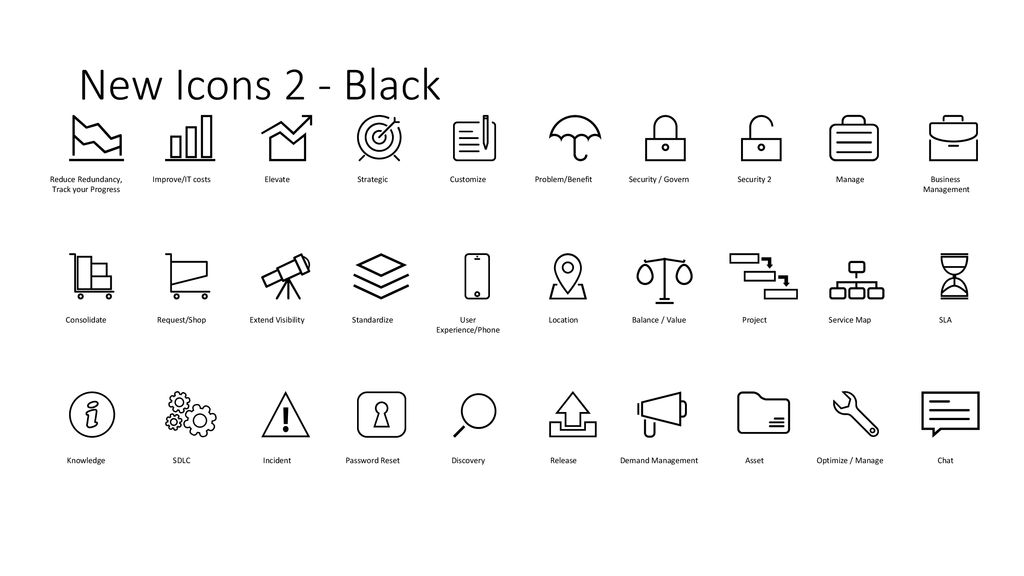 New Icons 2 - Black Reduce Redundancy, Track your Progress