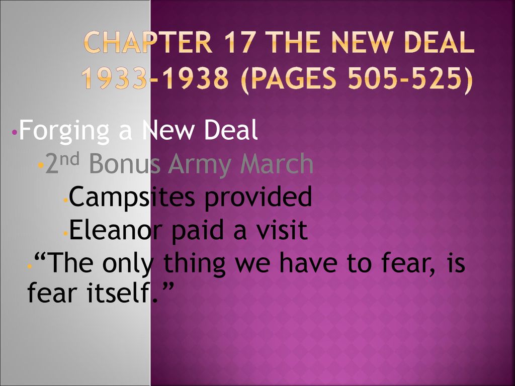 Chapter 17 The New Deal (Pages )