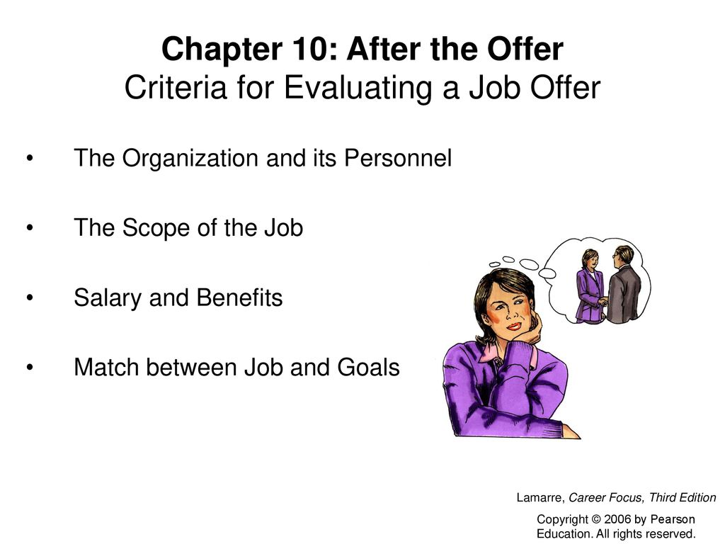 Chapter 10: After the Offer Criteria for Evaluating a Job Offer