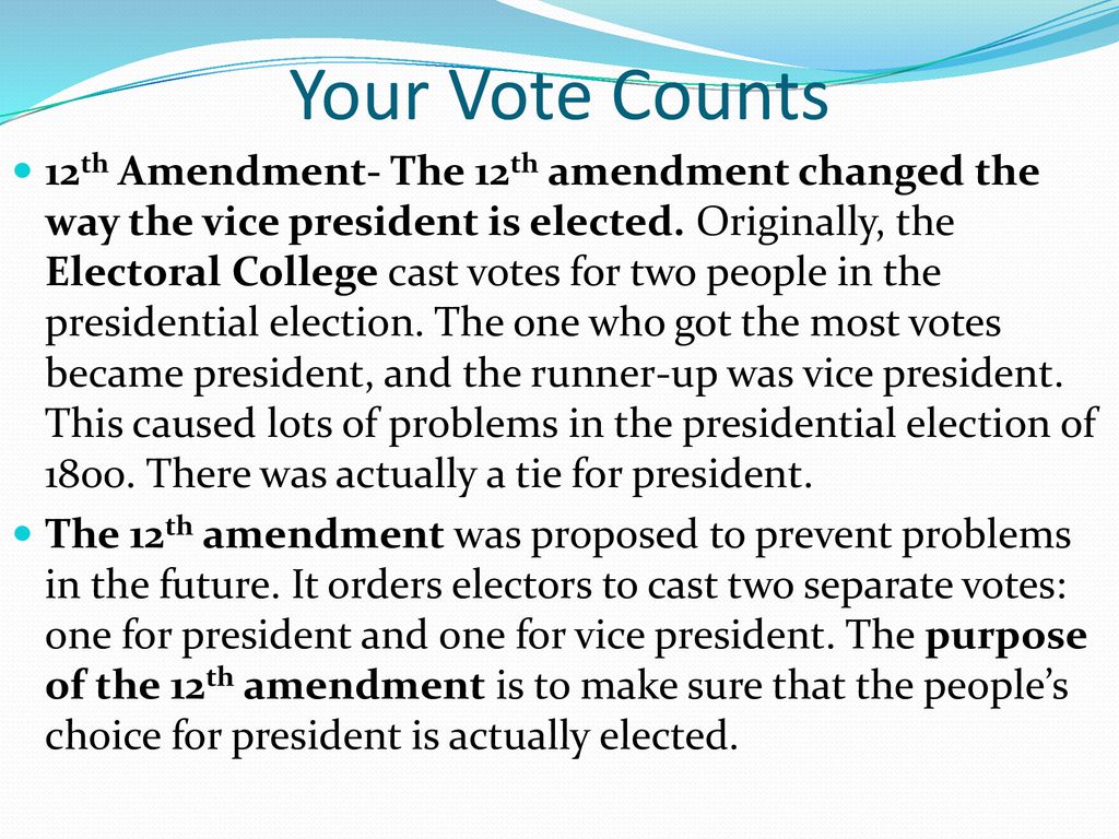 Who Counts: The 12th Amendment, The Vice President, And The Electoral Count Hoover Institution Who Counts: The 12th Amendment, The Vice President, And The Electoral Count