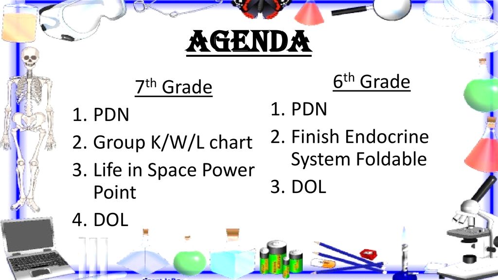 Agenda 6th Grade 7th Grade PDN PDN Finish Endocrine System Foldable