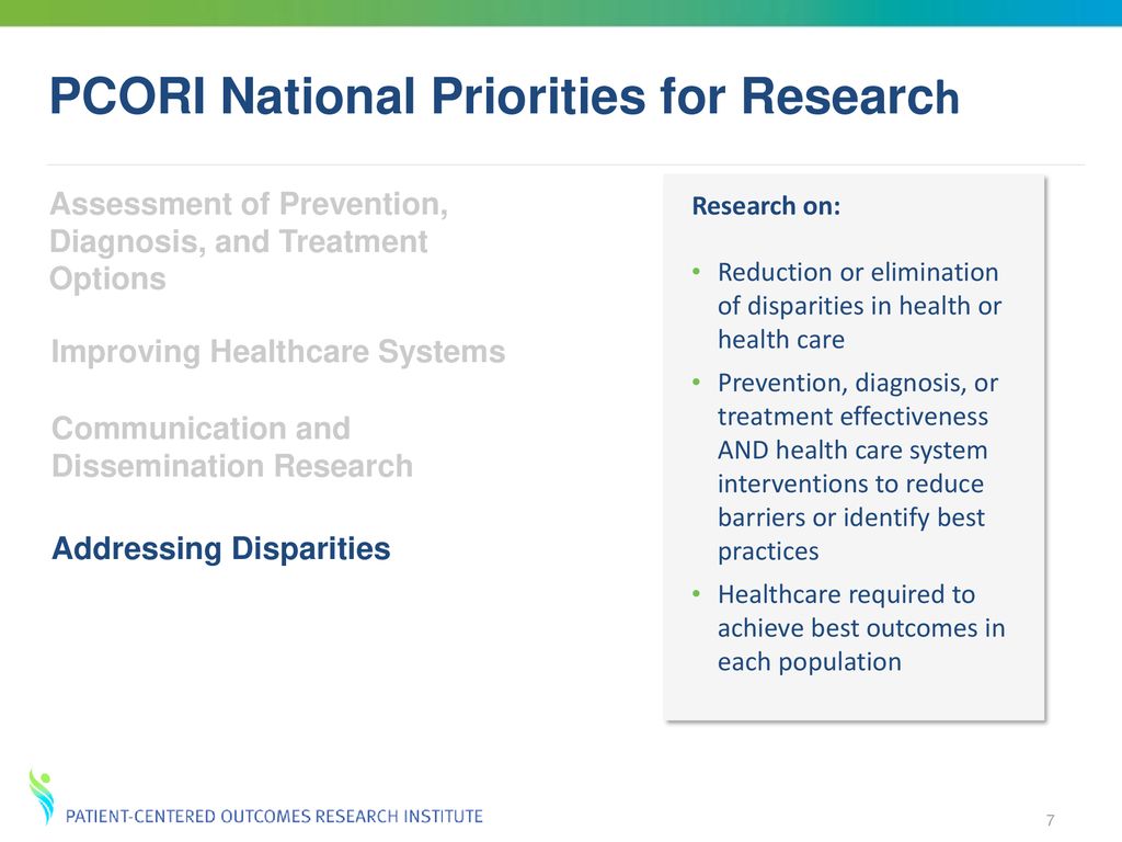 PCORI Research Priorities and Relevant Examples - ppt download