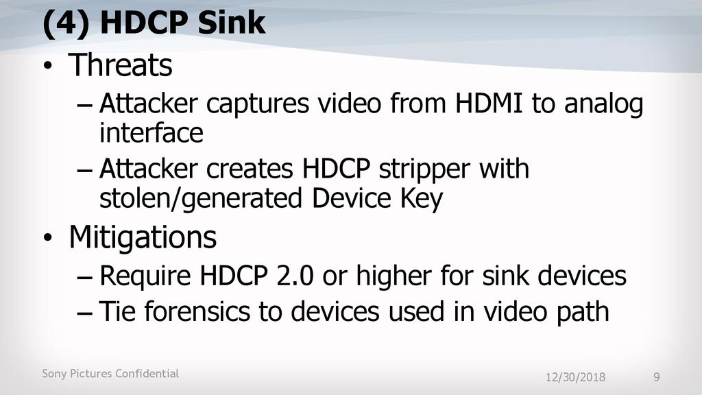 (4) HDCP Sink Threats Mitigations