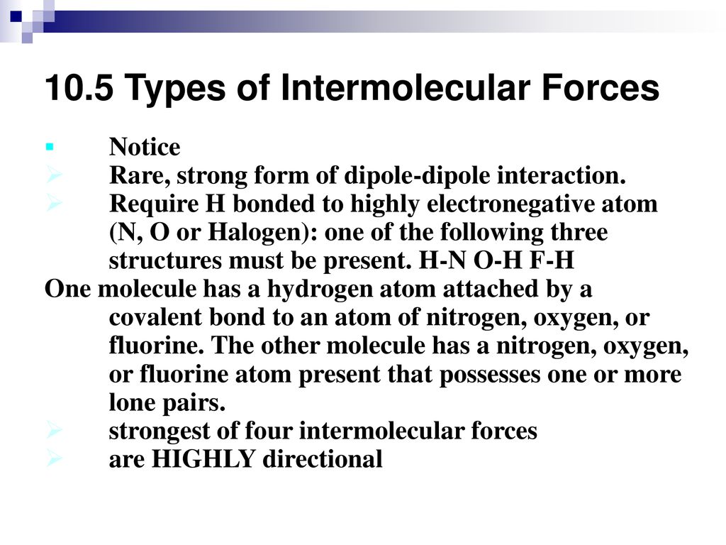 10.5 Types of Intermolecular Forces