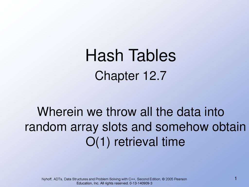 Hash tables chapter 12 7 wherein we throw all the data into random