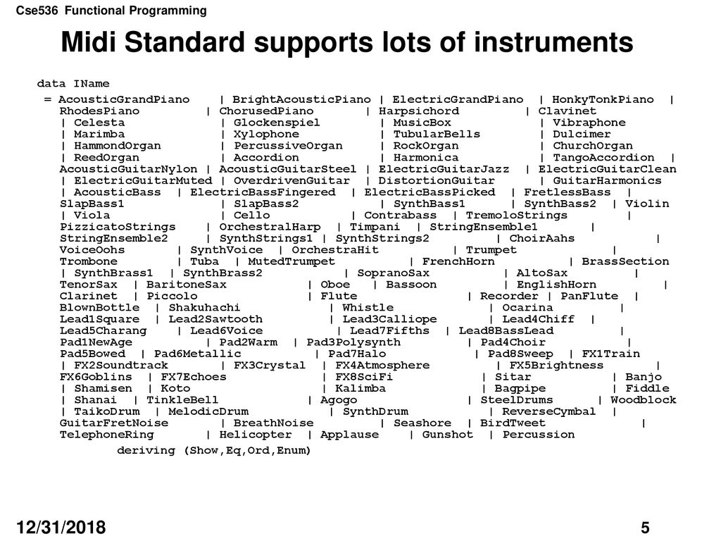 Midi Standard supports lots of instruments