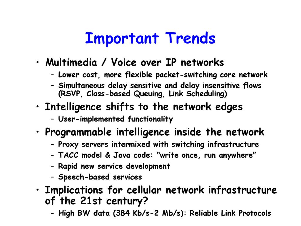 Important Trends Multimedia / Voice over IP networks
