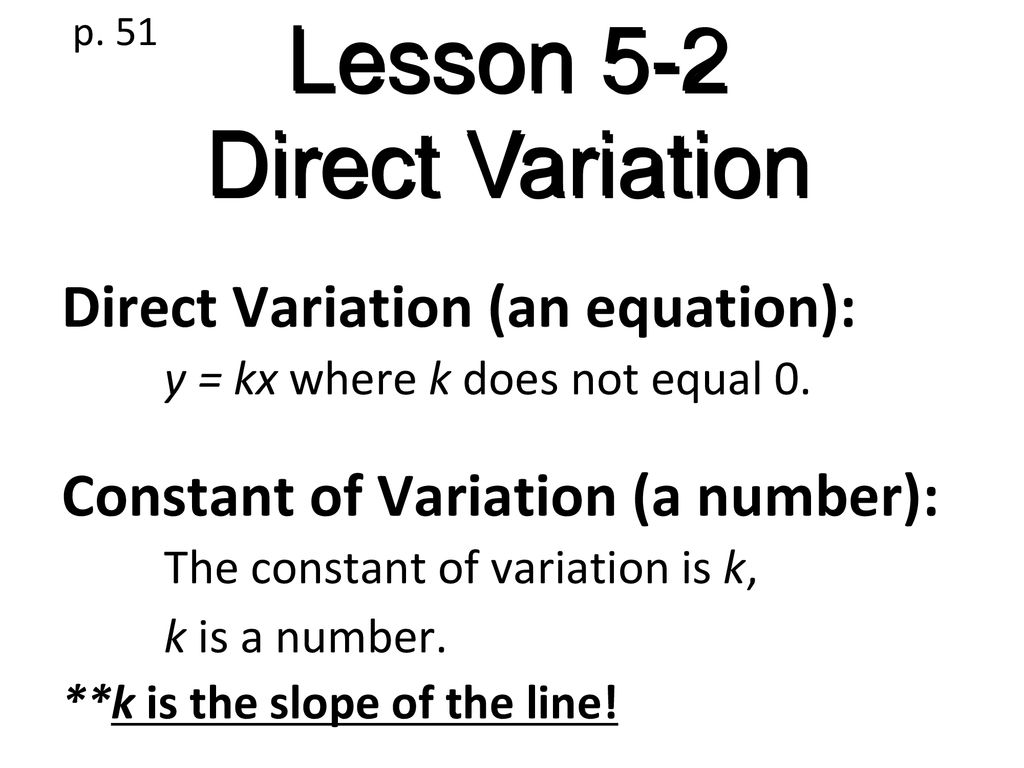 Lesson 5-2 Direct Variation - ppt download