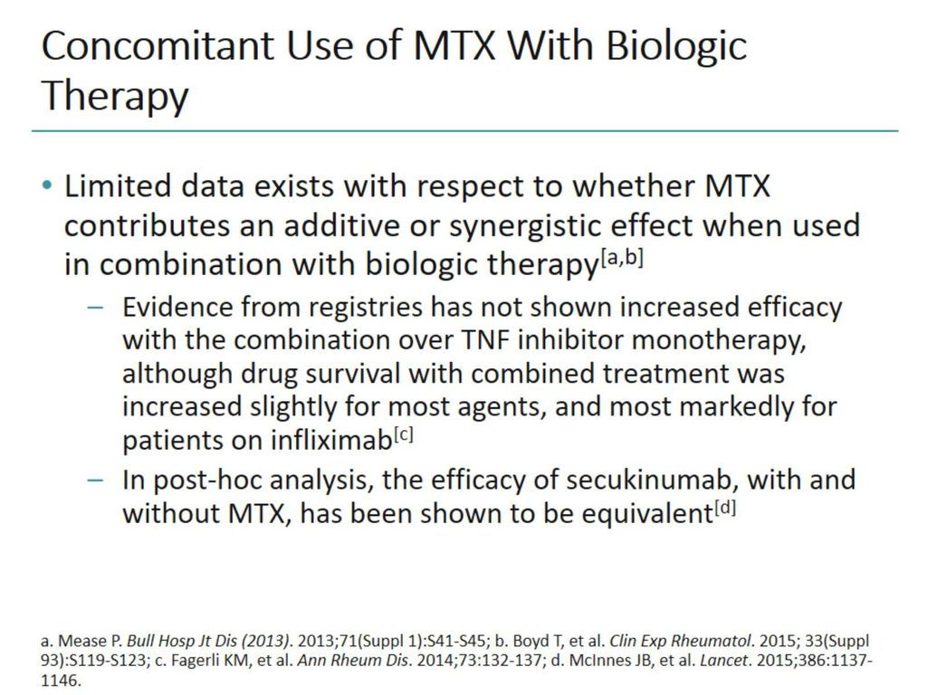 Concomitant Use of MTX With Biologic Therapy