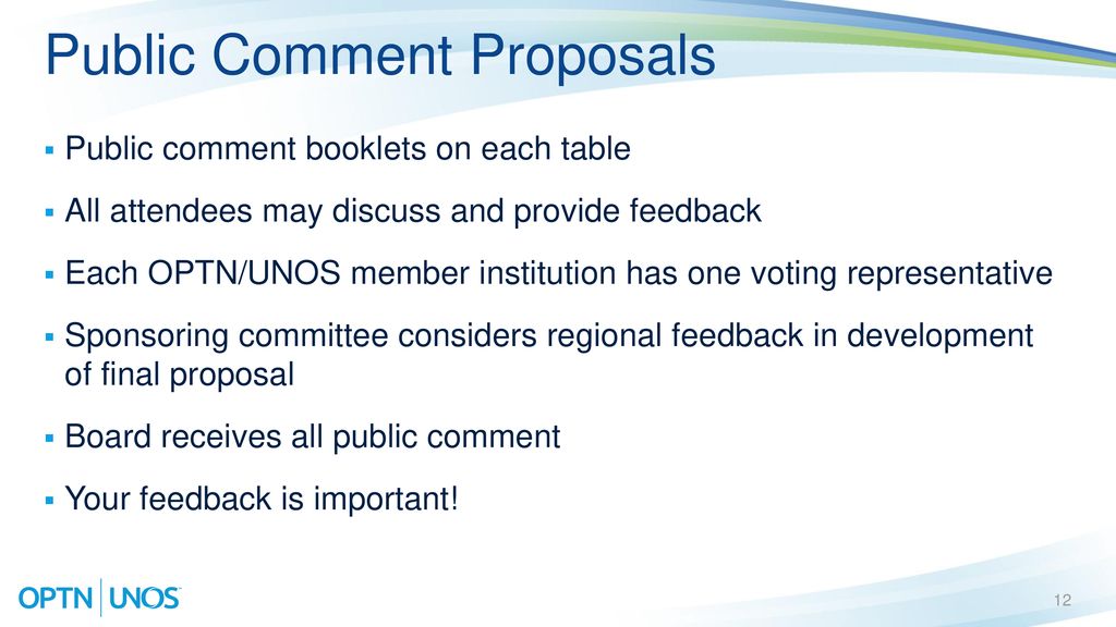 Public Comment Proposals