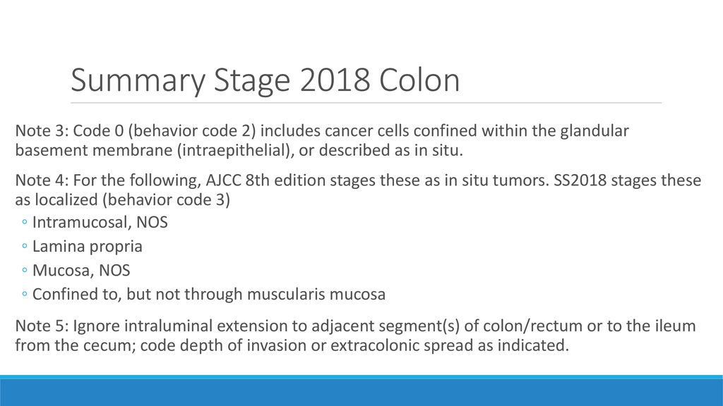 Summary Stage 2018 Colon