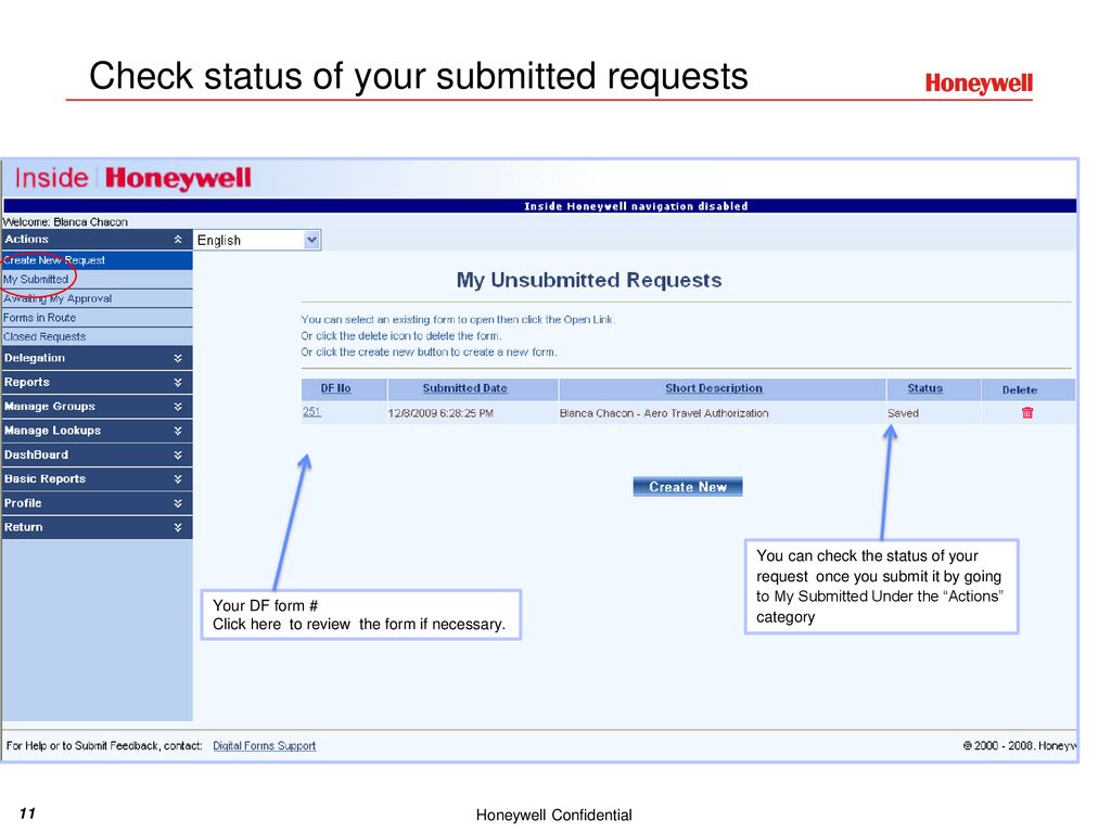 Check status of your submitted requests