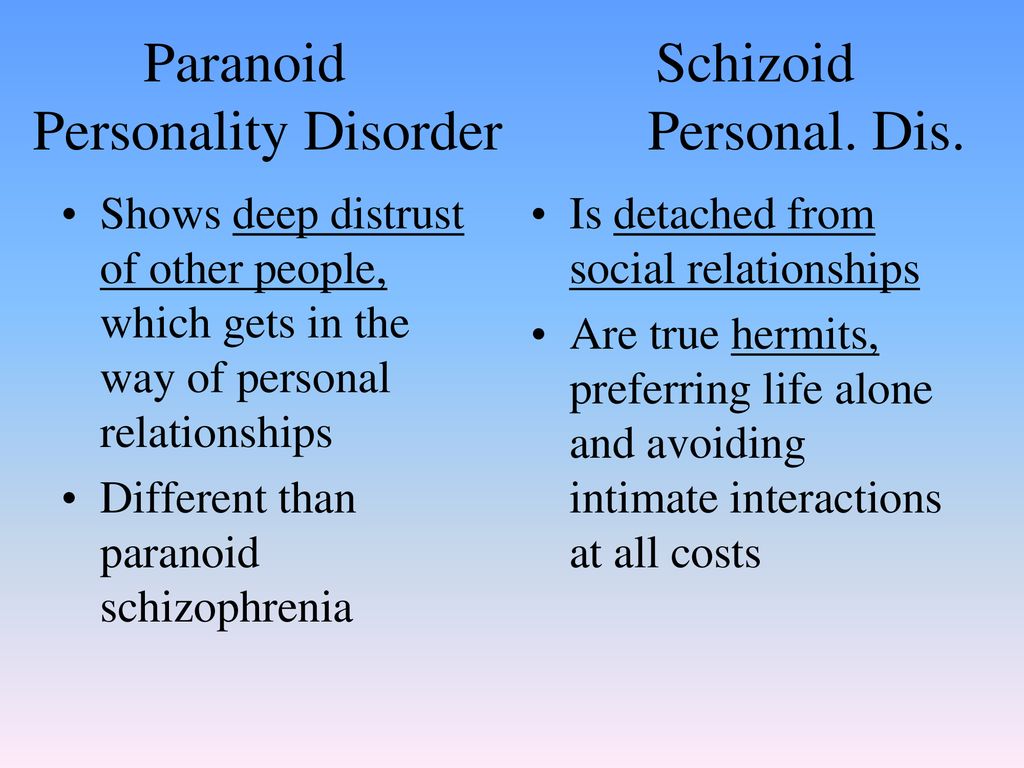 Paranoid Schizoid Personality Disorder Personal. 