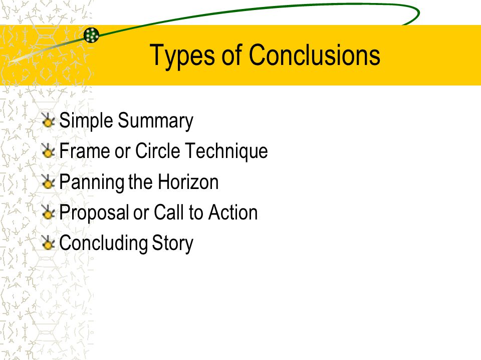 Types of Conclusions Simple Summary Frame or Circle Technique