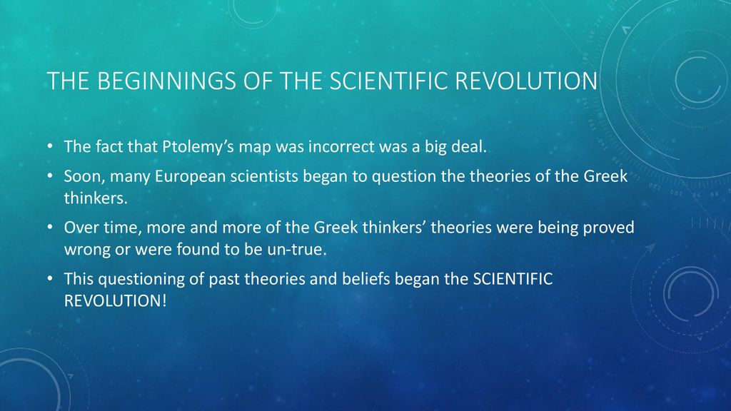 The beginnings of the scientific revolution