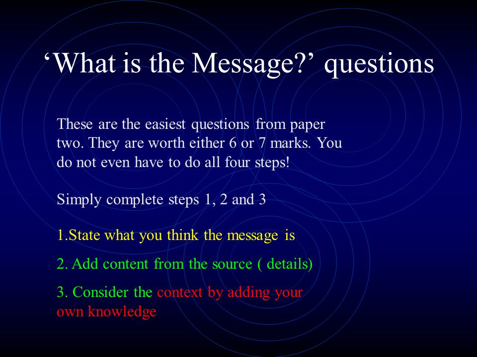 ‘What is the Message ’ questions