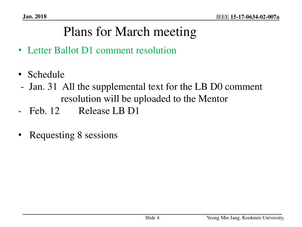 Plans for March meeting