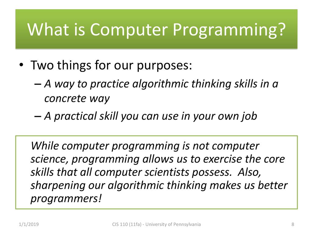 CIS 110: Introduction to Computer Programming - ppt download