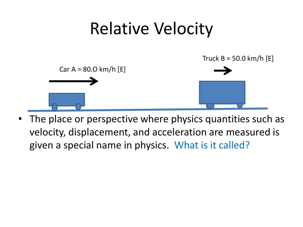 Relative Velocity Truck B = 50.0 Km/h [E] Car A = 80.O Km/h [E] - Ppt ...