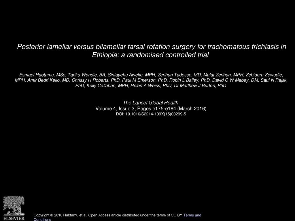 Posterior lamellar versus bilamellar tarsal rotation surgery for trachomatous trichiasis in Ethiopia: a randomised controlled trial
