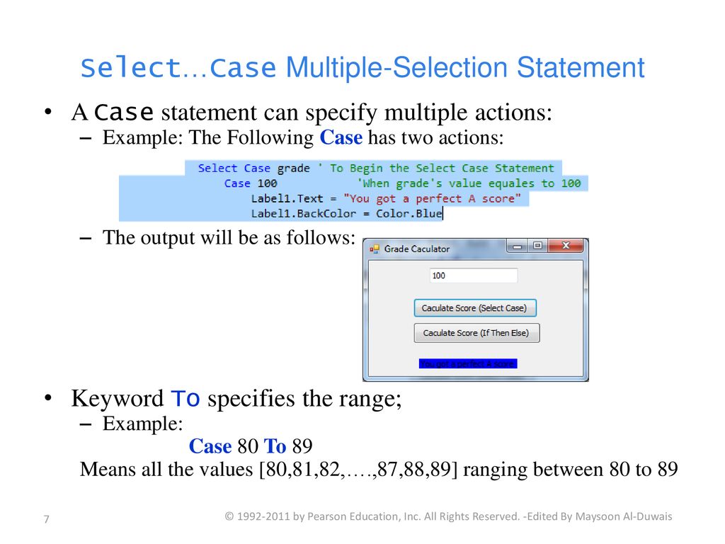 Chapter 4 select case multiple selection statement logical operators