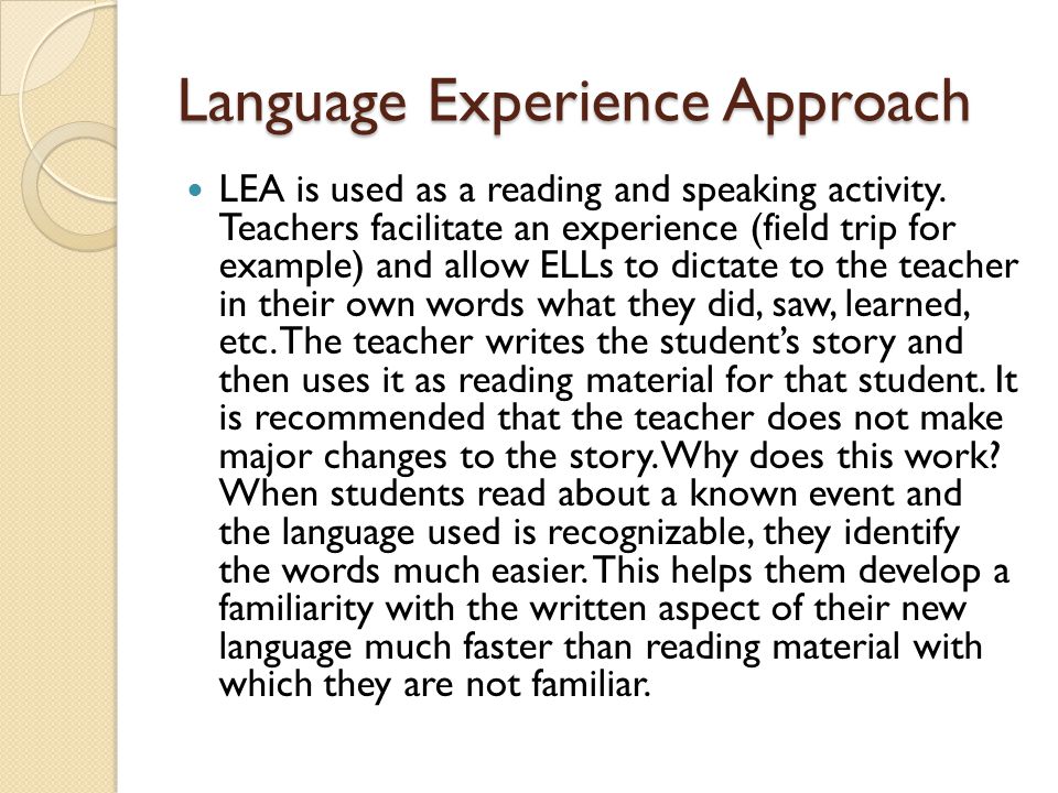 Language Experience Approach