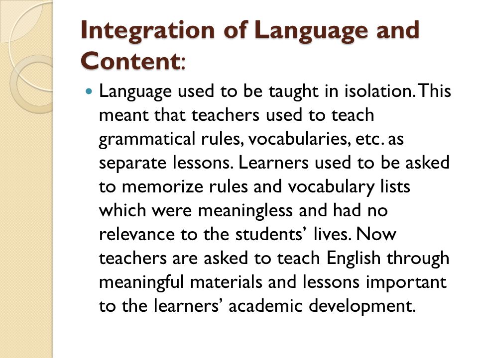 Integration of Language and Content: