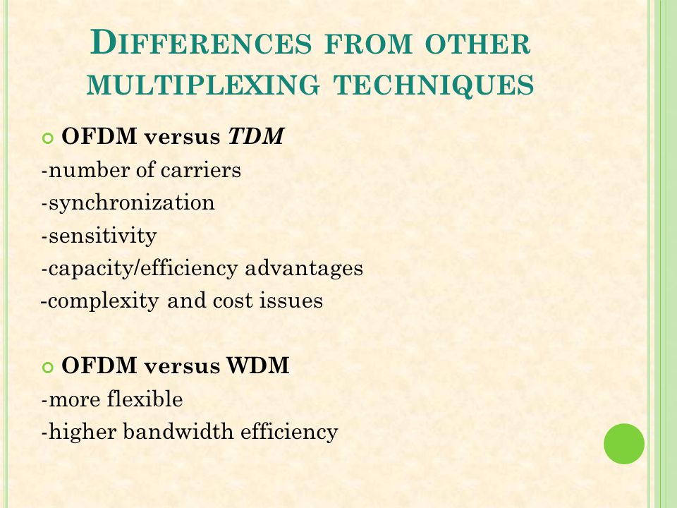 Differences from other multiplexing techniques