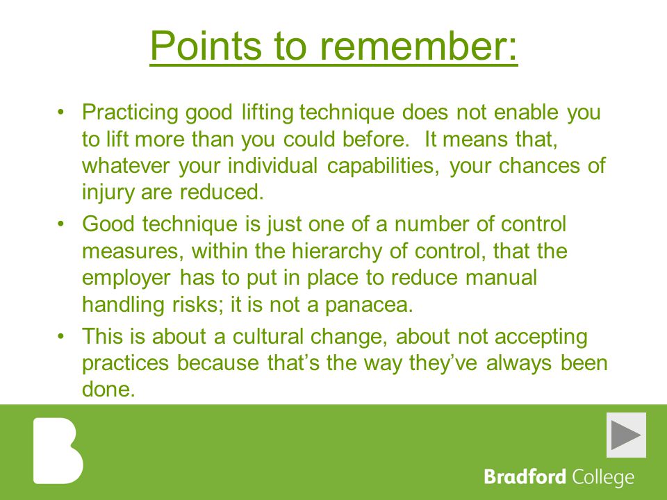Points to remember: