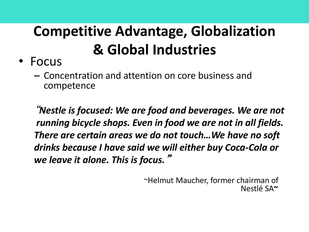 Competitive Advantage, Globalization & Global Industries