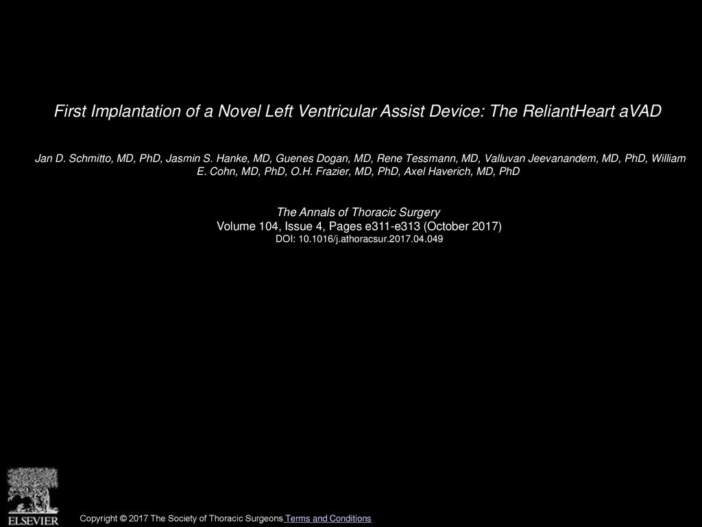 First Implantation of a Novel Left Ventricular Assist Device: The ReliantHeart aVAD