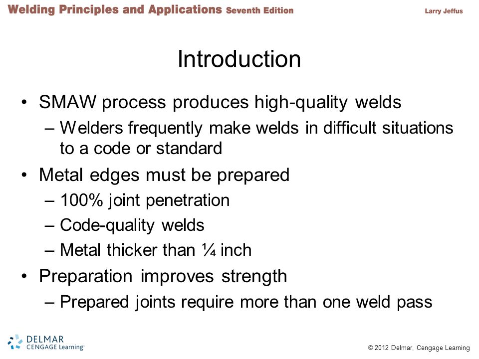 Introduction SMAW process produces high-quality welds