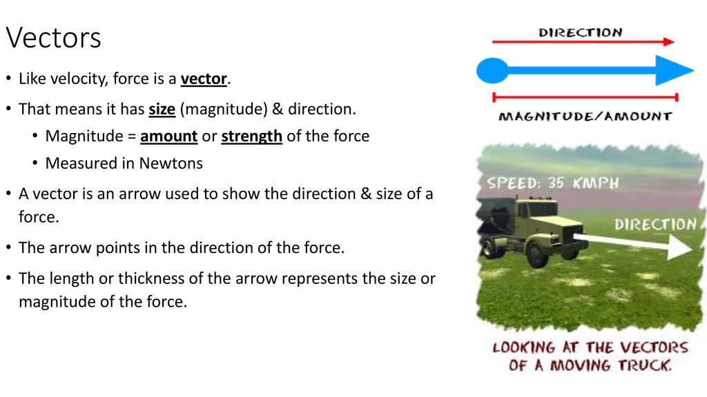 Vectors Like velocity, force is a vector.