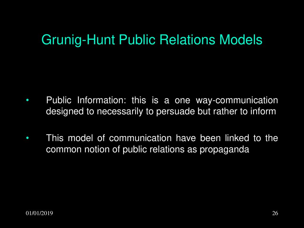 Grunig-Hunt Public Relations Models