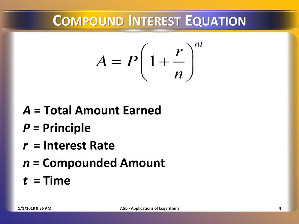 7.5b - Applications of Logarithms - ppt download