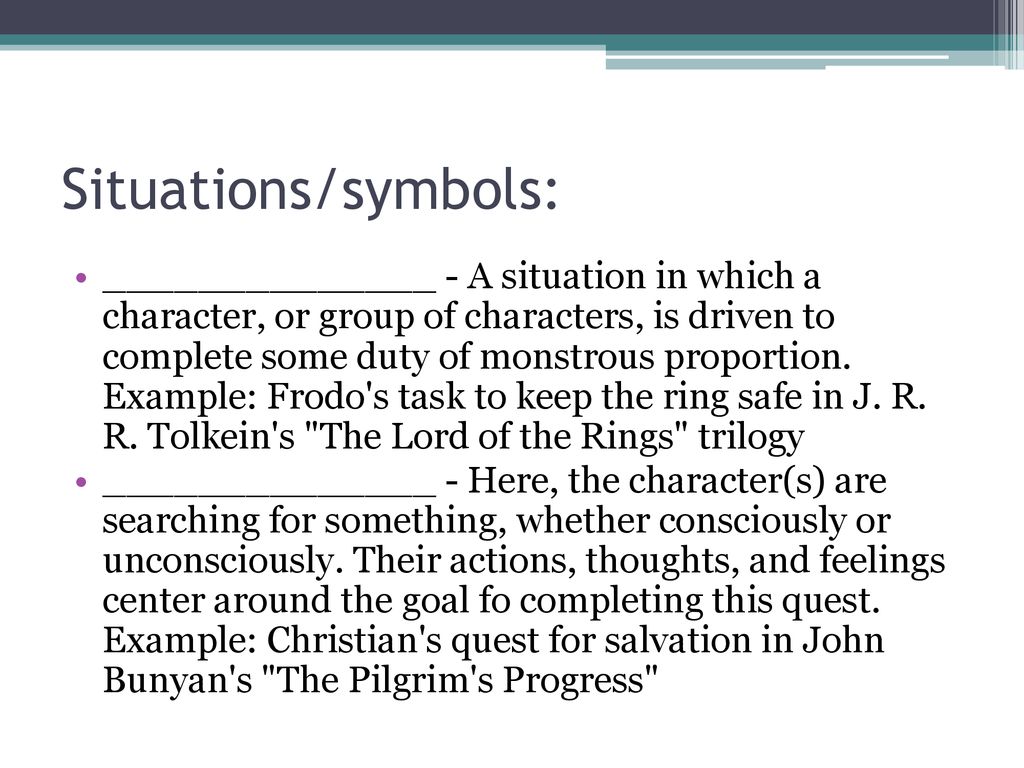 Situations/symbols: