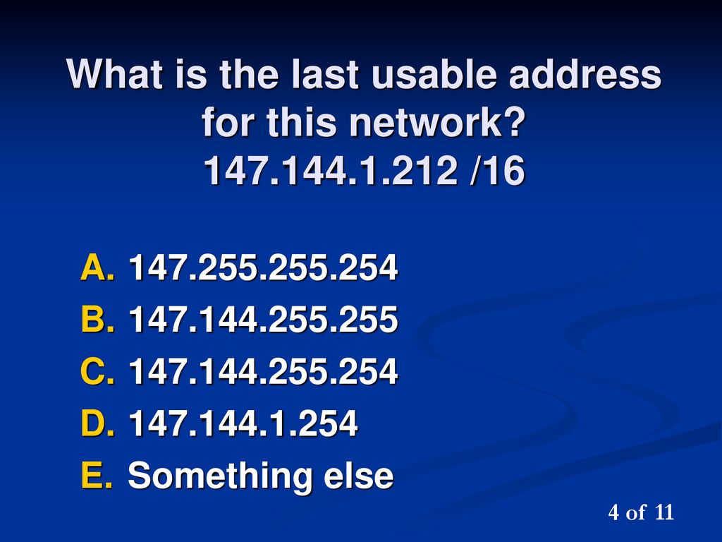 What is the last usable address for this network /16