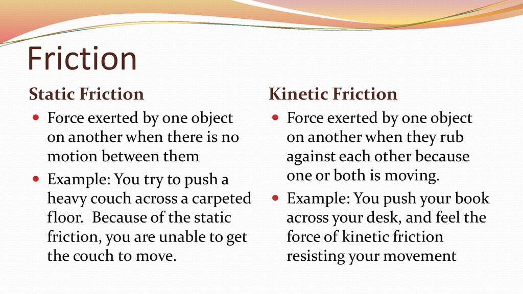 Friction Static Friction Kinetic Friction