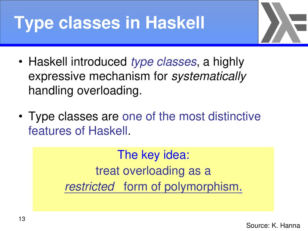 Overloading and type classes in Haskell