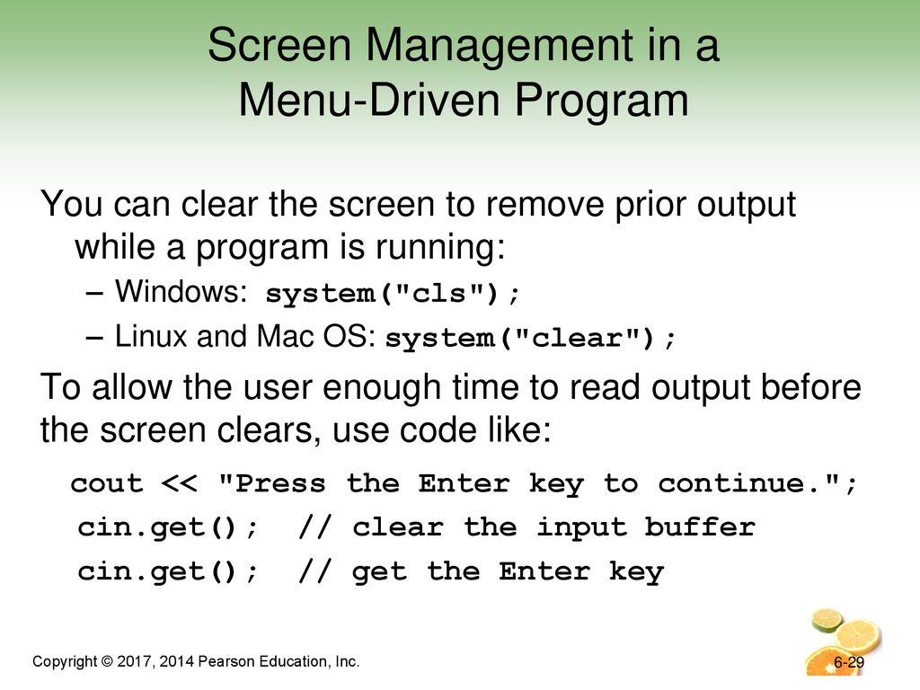 Screen Management in a Menu-Driven Program