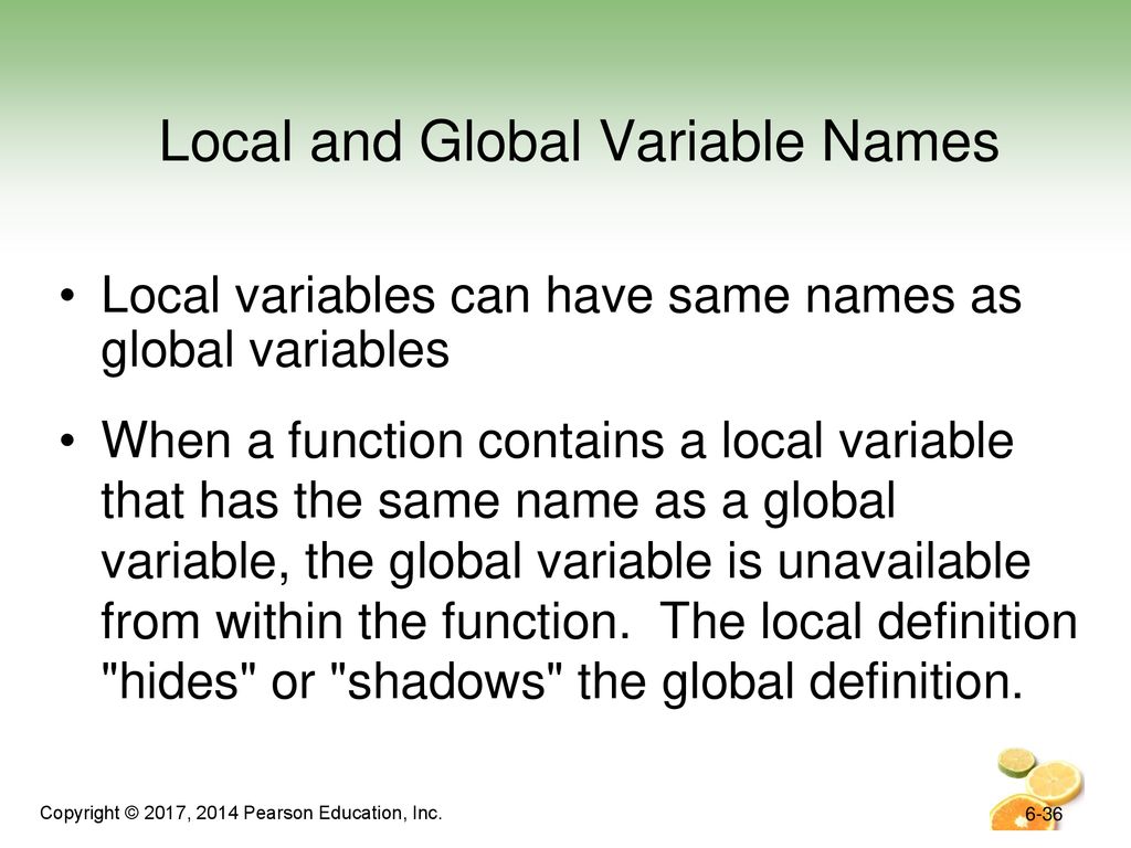 Local and Global Variable Names