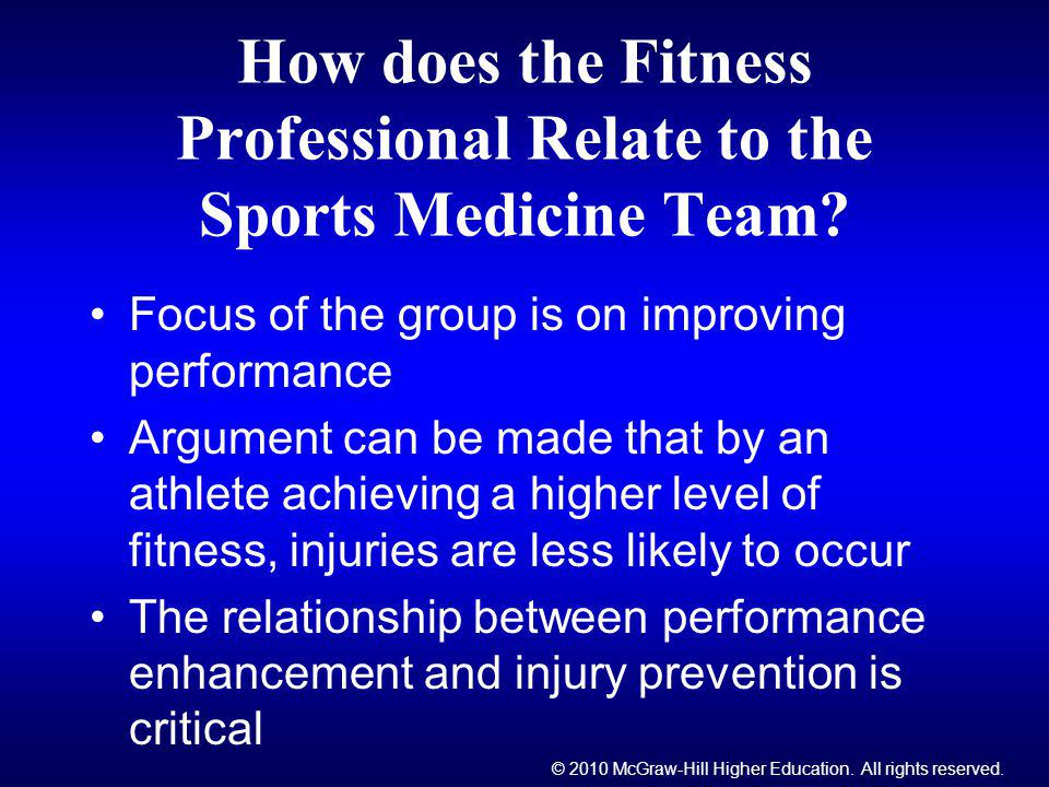 How does the Fitness Professional Relate to the Sports Medicine Team